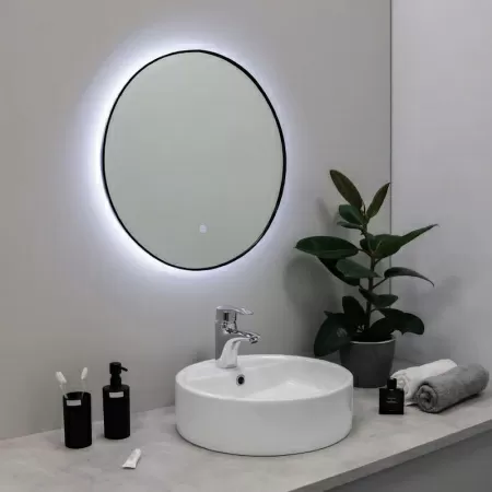Зеркало с подсветкой LED Fixsen FX-1080B круглое 80х80 см, черное