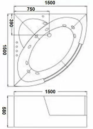 Ванна акриловая WeltWasser WW PLAUER 150 WT 150х150х58 г/м белая