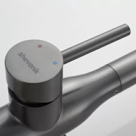 Смеситель для кухни с гибким изливом и подключением фильтра Shevanik S378T, оружейная сталь