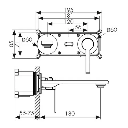 Смеситель для раковины Kaiser Serio 05511-9 Черный матовый