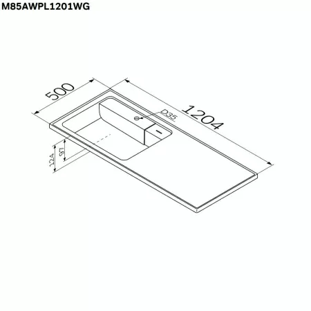 M85AWPL1201WG X-Joy, Раковина над стиральной машиной AM.PM, литьевой мрамор, левая, 120 см, белый глянец