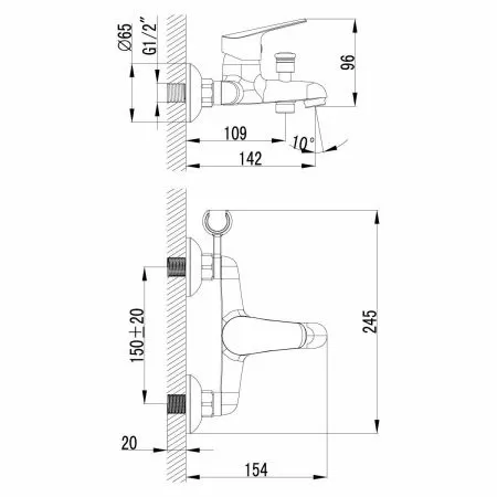 Смеситель  Lemark Partner LM6552C  для ванны