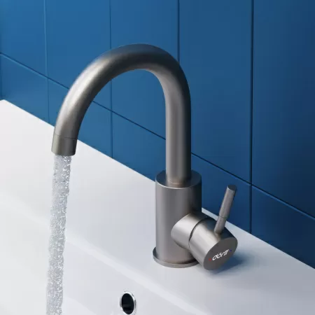 Смеситель для умывальника Dorff D3002101SS Logic поворотный, нержавеющая сталь