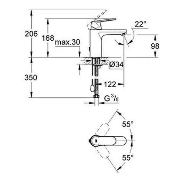 Смеситель для умывальника Grohe Eurosmart Cosmopolitan 23326000