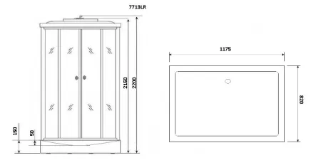 Душевая кабина Niagara Luxe NG-7713WR (82x120х215) низкий поддон(15см),дверь раздвижная,стенки серебро