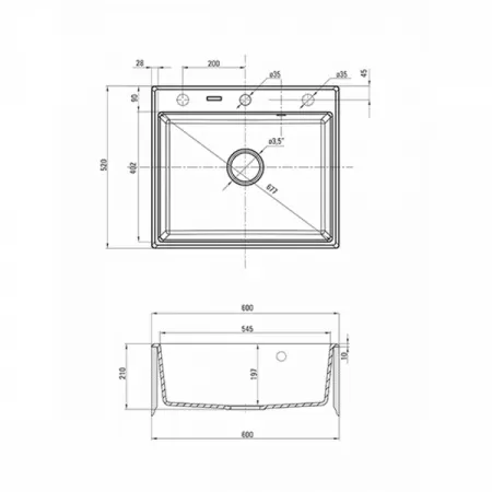 Кухонная мойка Deante Andante ZQN_G103 + сифон SPACE SAVER графитовый металик