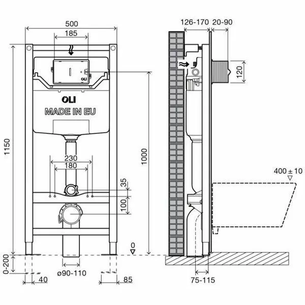 Инсталляция для подвесного унитаза Oli 120 Electronic 154081