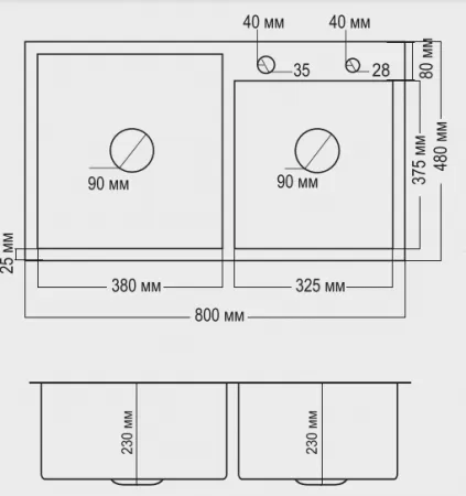 Кухонная мойка Avina HM 80х48-1,5 PVD графит