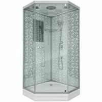 Душевая кабина Niagara Luxe NG-7701DW (90x90х210) низкий поддон(15см),дверь распашная,стенки серебро,3 места