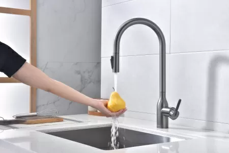 Смеситель для кухни Paulmark UNIVERSAL Un213880-GM, вороненая сталь