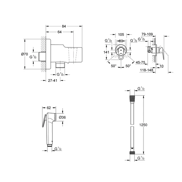 Промо-набор для гигиенического душа Grohe BauLoop 124895