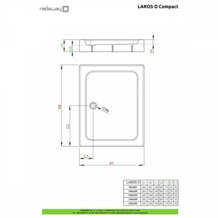 Душевой поддон Radaway Laros D Compact 100x80 SLD81017-01