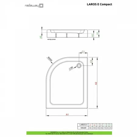 Душевой поддон Radaway Laros E Compact 100x80 Right SLE81017-01R
