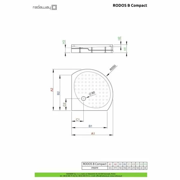 Душевой поддон Radaway Rodos B Compact 90x90 4D99155-03