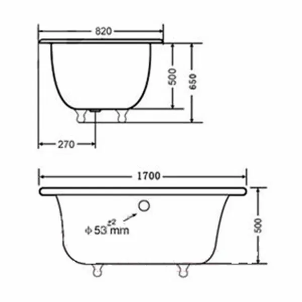 Чугунная ванна Goldman Grand 170х82 c серебряными ножками Grand-S