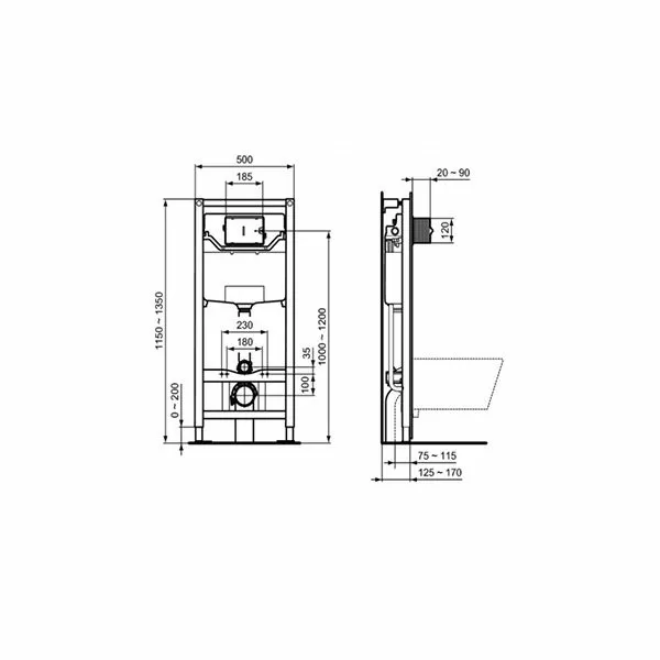 Инсталляция для подвесного унитаза Ideal Standard Prosys Frame 120 M R020467