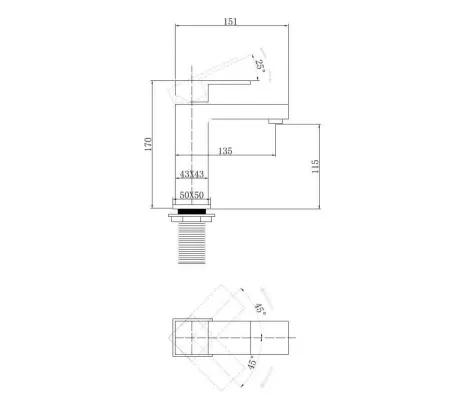 Смеситель ABBER Wasser Kreis AF81122G для раковины скрытого монтажа, золото матовое