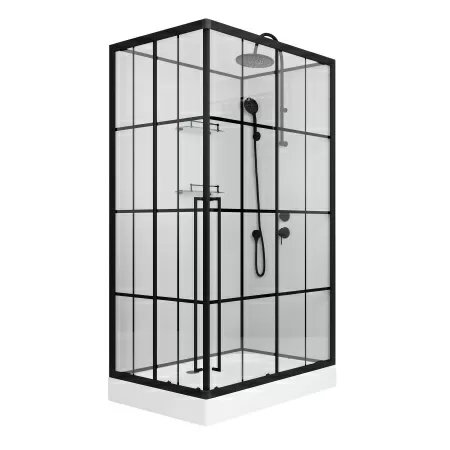 Душевая кабина Niagara Standart ST120/80/15QR/KL/BKT (120х80х225) поддон низкий(15см),черный,стекло прозрачное