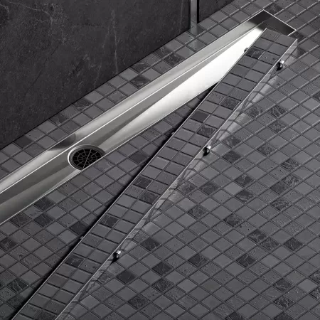 Душевой лоток TIMO Drain System 700 с двусторонней панелью "plate" под плитку, Сатин