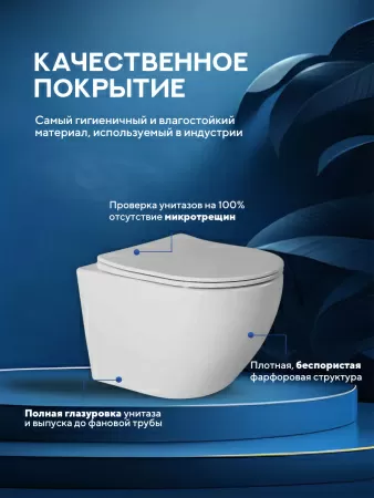 Унитаз подвесной безободковый Amore di Mare Delio P203 овальный белый итальянский, антивсплеск, фарфоровый, быстросъемное сиденье дюропласт с крышкой микролифт, чаша с антибактериальным покрытием