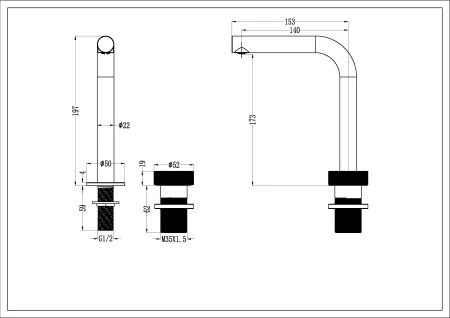 Смеситель для раковины Boheme Tech 158-CR хром