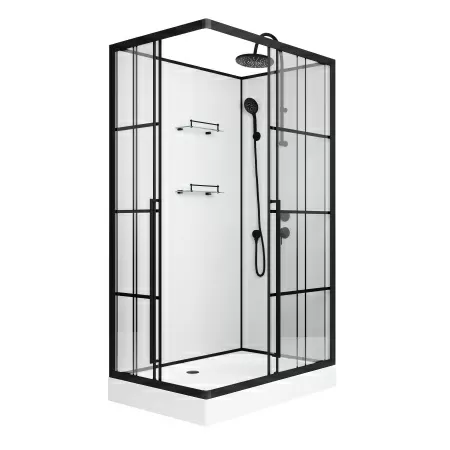 Душевая кабина Niagara Standart ST120/80/15QR/KL/BKT (120х80х225) поддон низкий(15см),черный,стекло прозрачное