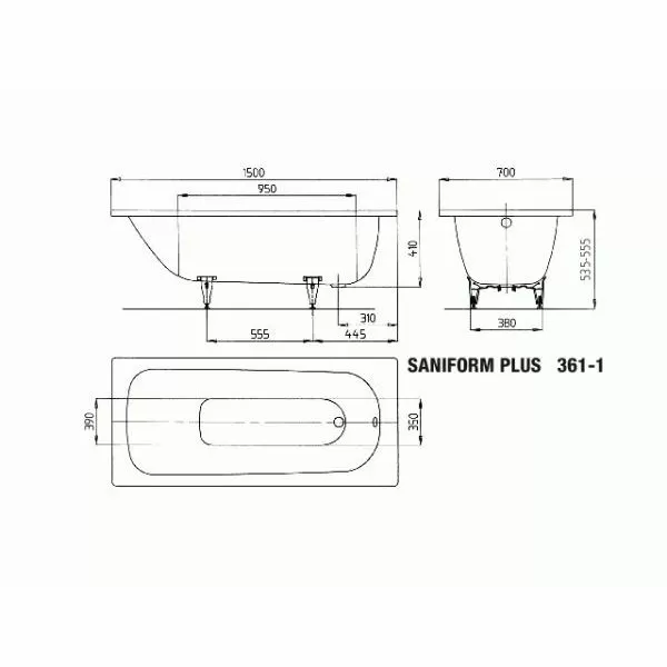 Стальная ванна Kaldewei SANIFORM PLUS 150х70 (361-1) с самоочищающимся покрытием