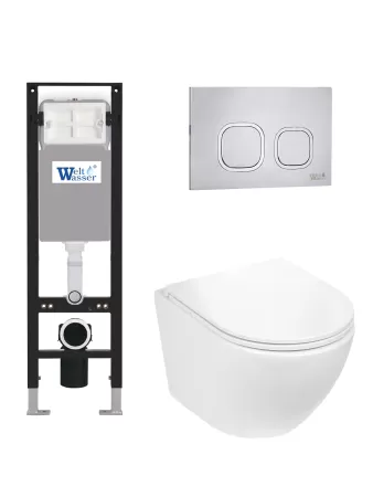 Комплект инсталляции с унитазом Weltwasser AMBERG 350 + MERZBACH 043 GL-WT + AMBERG RD-MT CR