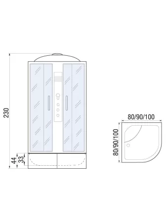 Душевая кабина River DUNAY XL 90/44 MT 900х900х2300мм