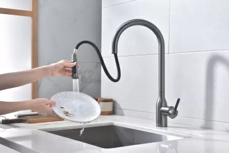 Смеситель для кухни Paulmark UNIVERSAL Un213880-GM, вороненая сталь