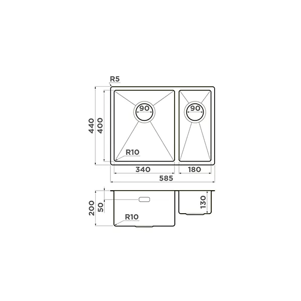 Кухонная мойка Omoikiri Taki 58-2-U/IF-IN-L нержавеющая сталь 4993768