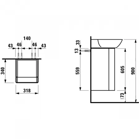 Laufen Тумба под умывальник Ino [4253520301701] с умывальником Ino 8103020001041 56x45x12