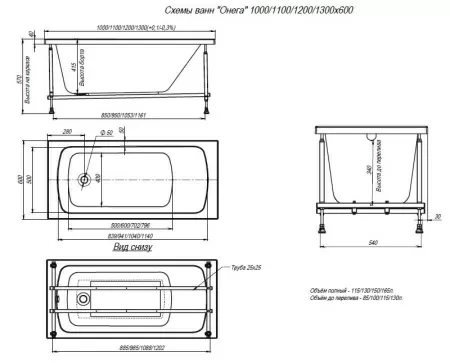 Ванна ALEX BAITLER™ ONEGA 120*60 пустая