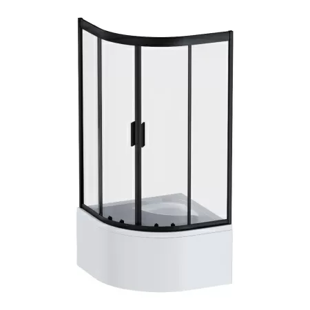 W90G-401A090BT Душевое ограждение AM.PM Gem Deep 1/4 Rond 90x90 стекло прозрачное, профиль черный матовый