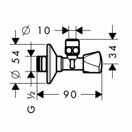 Угловой запорный вентиль Hansgrohe E 1/2" x 3/8" 13902000