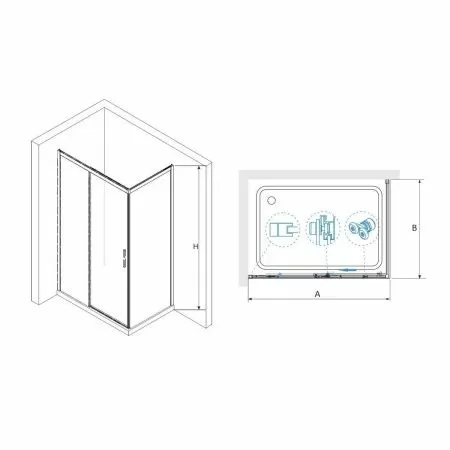 Душевой уголок RGW LE-41-1 (LE-12 + Z-060-2) 341241158-011 стекло прозрачное 150х80