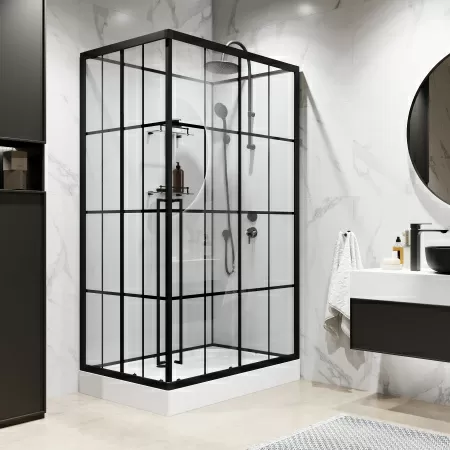 Душевая кабина Niagara Standart ST120/80/15QR/KL/BKT (120х80х225) поддон низкий(15см),черный,стекло прозрачное