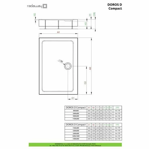 Душевой поддон Radaway Doros D Compact 90x80 SDRD9080-05