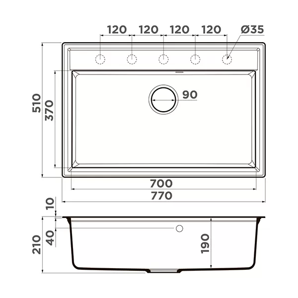 Кухонная мойка Omoikiri Daisen 77-BL Artgranit черный 4993630