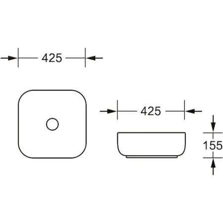 Раковина CR0010 накладная, белая, квадратная 425х425х150 Ceruttispa