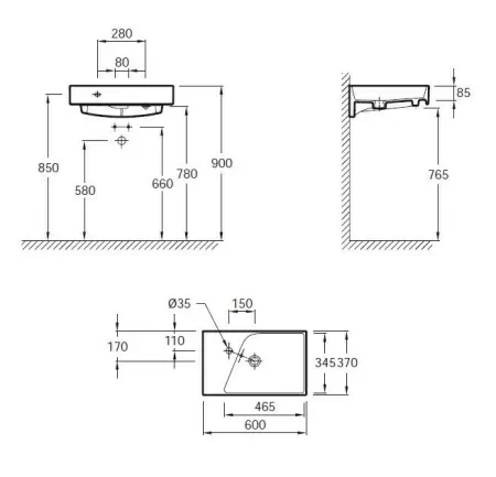 Раковина Jacob Delafon Rythmik EXR112-Z-00 60 см