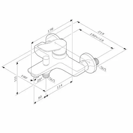 Смеситель для ванны и душа AM.PM X-Joy F85A10000