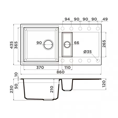 Кухонная мойка Omoikiri Sakaime 86-2-BL Tetogranit черный 4993117