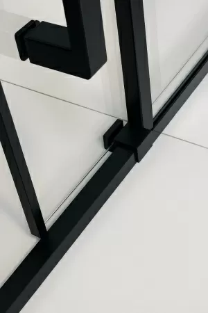 Timo Душевая дверь TDSS-140/03C-8L, раздвиж 1400*2000, проф черный, стекло проз 8 мм