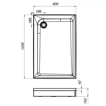 W90T-404-12080W Gem Square Душевой поддон AM.PM, 120x80 с сифоном
