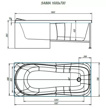 Ванна ALEX BAITLER™ SAIMA 160*70 пустая