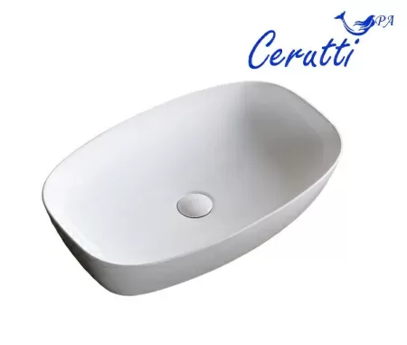 Раковина CR0063 накладная, белая, прямоугольная 600х385х135 Ceruttispa
