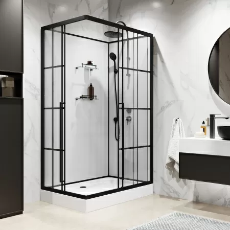 Душевая кабина Niagara Standart ST120/80/15QR/KL/BKT (120х80х225) поддон низкий(15см),черный,стекло прозрачное