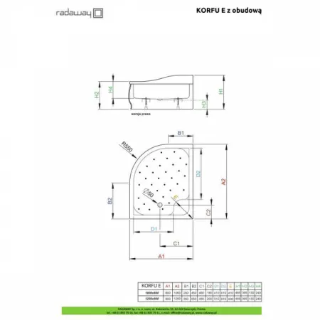Душевой поддон Radaway Korfu E 100x80 Right 4E81400-03R