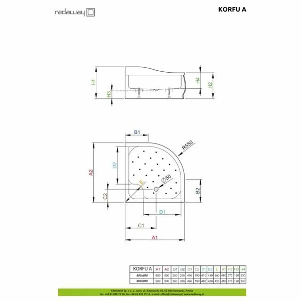 Душевой поддон Radaway Korfu A 90x90 4S99400-03